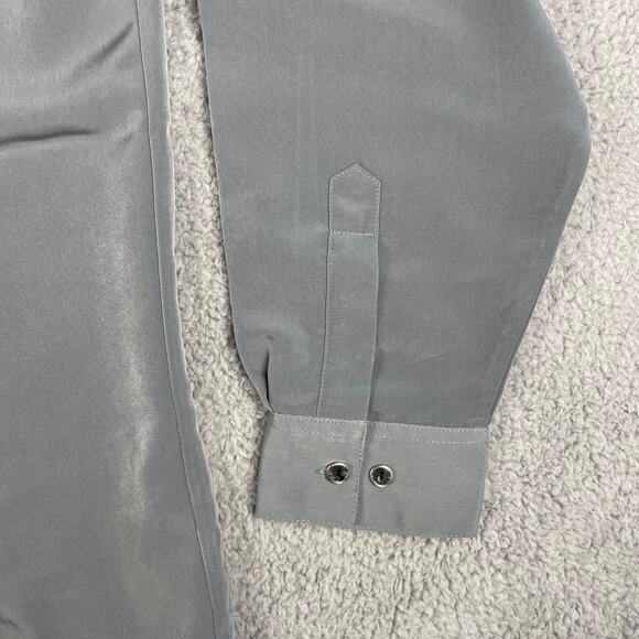 Husky Club Men's XL Gray Patterned Polyester Rayon Long Sleeve Button Up Shirt - Picture 9 of 16